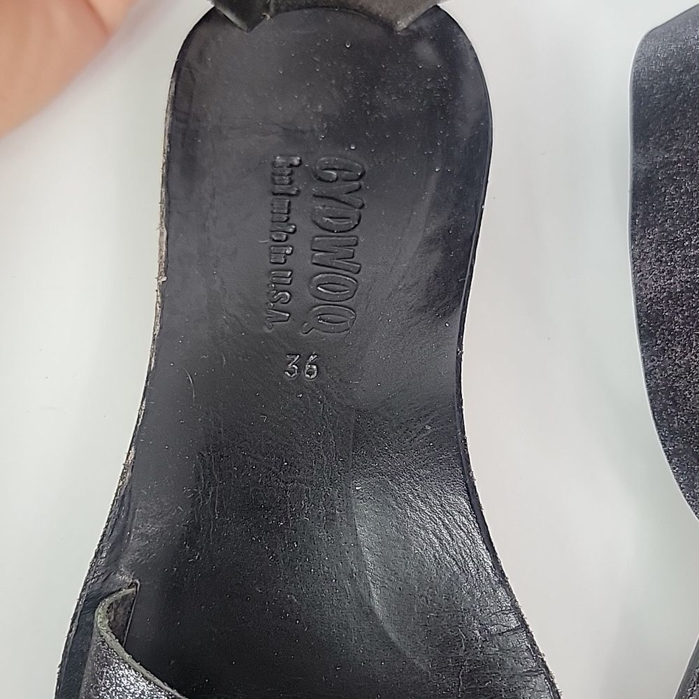 Cydwoq Copy Black Metallic Leather Women's Sandals - Picture 9 of 13